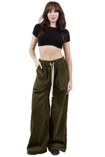 Cord Wide Leg Pant in Olive