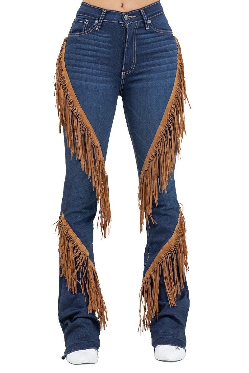 Western Fringe Bootcut Denim Jeans