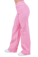 Wide Leg Jean in Bubblegum Pink