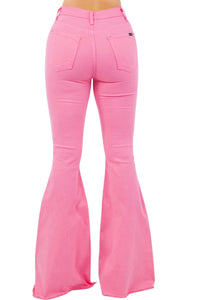 Bell Bottom Jean in Neon Pink