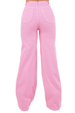 Wide Leg Jean in Bubblegum Pink