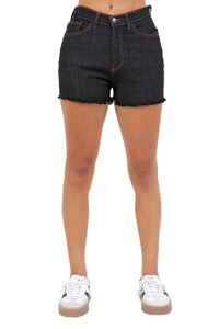 High Waisted Black Denim Cutoff Short