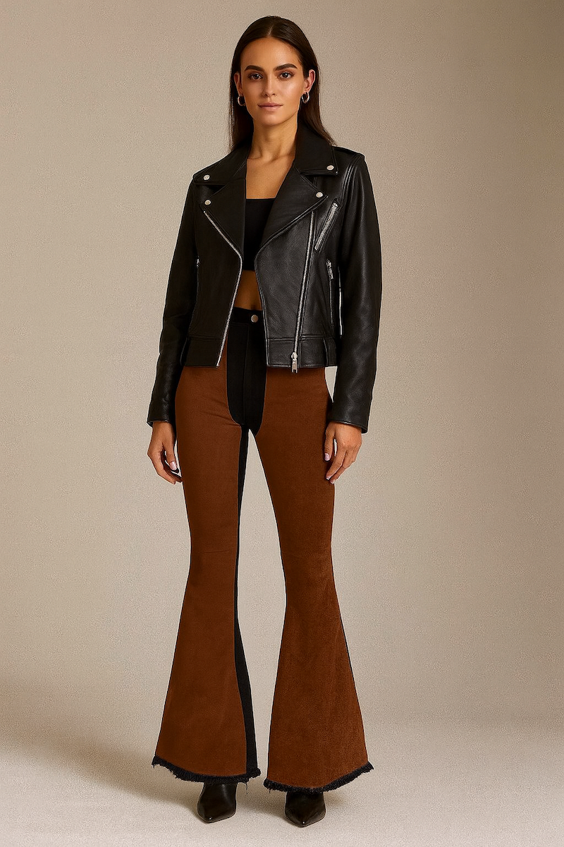 Brown Suede Bell Bottom Jean