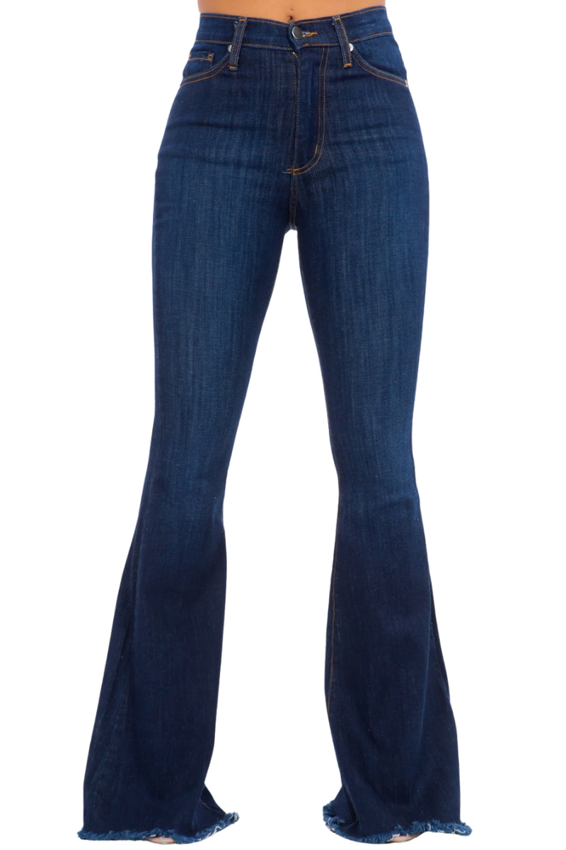 Classic Bell Bottom Jean in Dark Blue