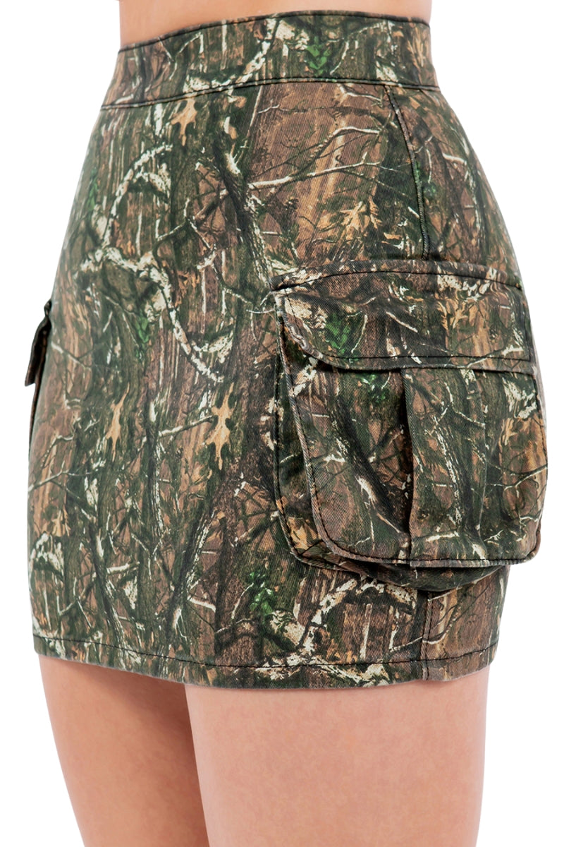 Cargo Mini Skirt in Forest Camo