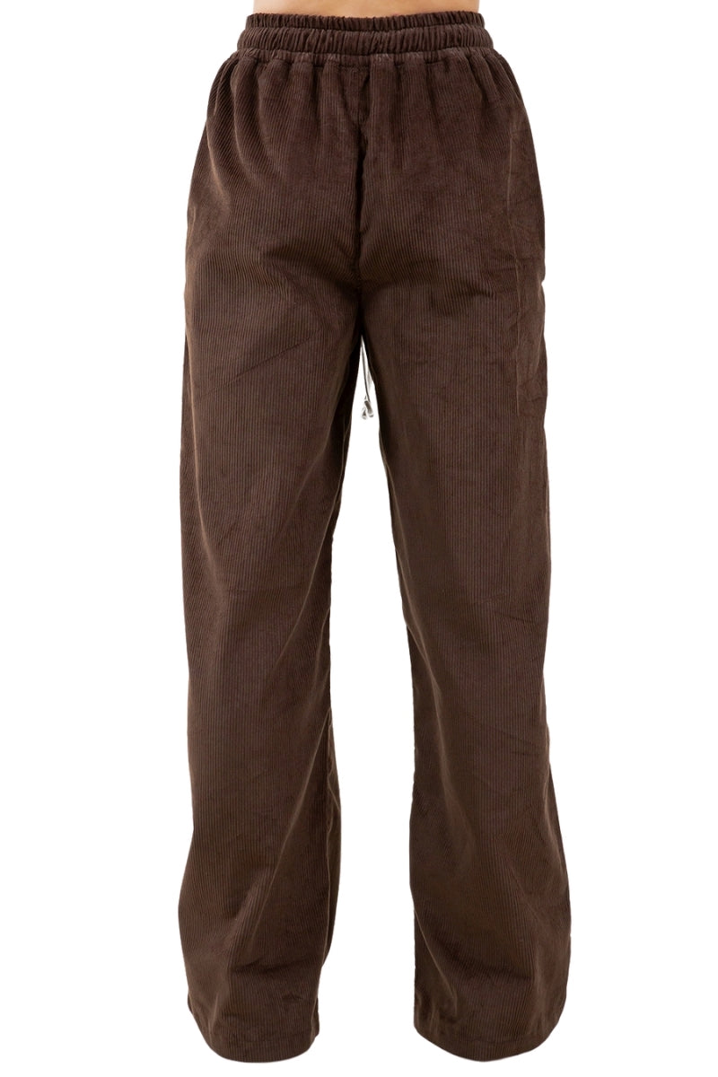 Cord Wide Leg Pant in Brown