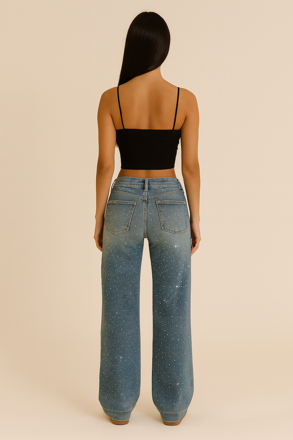 Gary Low Rise Jean Rhinestone - Light Wash