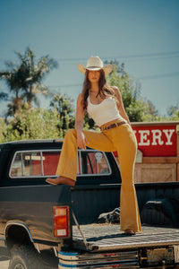 Bell Bottom Jean in Mustard