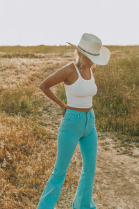 Bell Bottom Jean in Turquoise