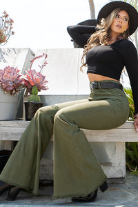 Bell Bottom Jean in Olive