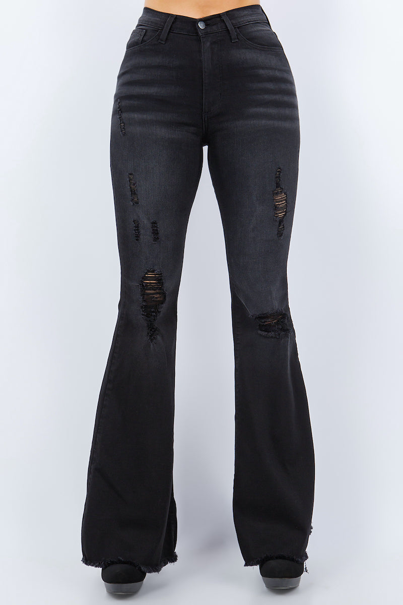 Skylar Bell Bottom Jean in Dark Grey