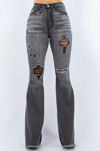 Skylar Bell Bottom Jean in Charcoal Grey