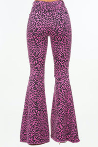 Leopard Bell Bottom Jean in Pink