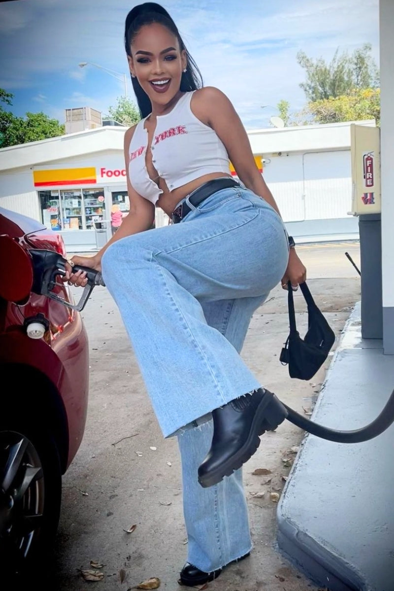 Brooklyn Wide Leg Jean in Ice Blue