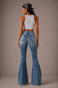 Storm Bell Bottom Jean in Stone Wash