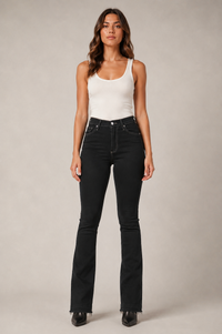 Judy Boot Cut Jean in Black Denim - Inseam 34