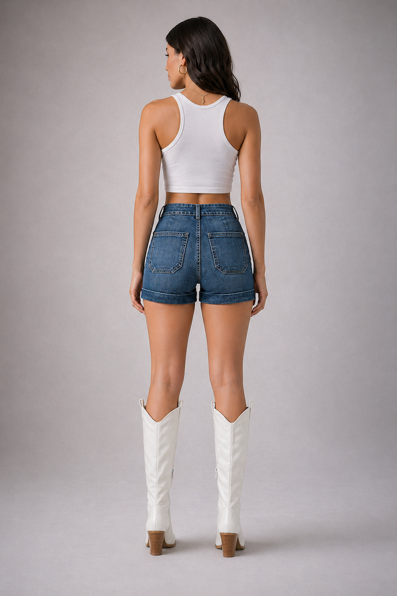 High-Waisted Denim Shorts for Women – Vintage-Inspired Fit, Made in USA