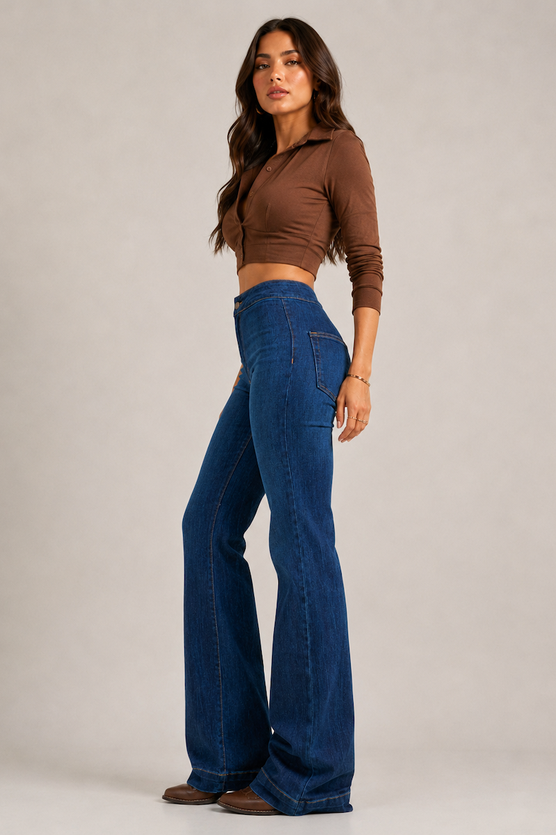Robin Wide Leg Flare Jean in Dark Wash – GJG DENIM