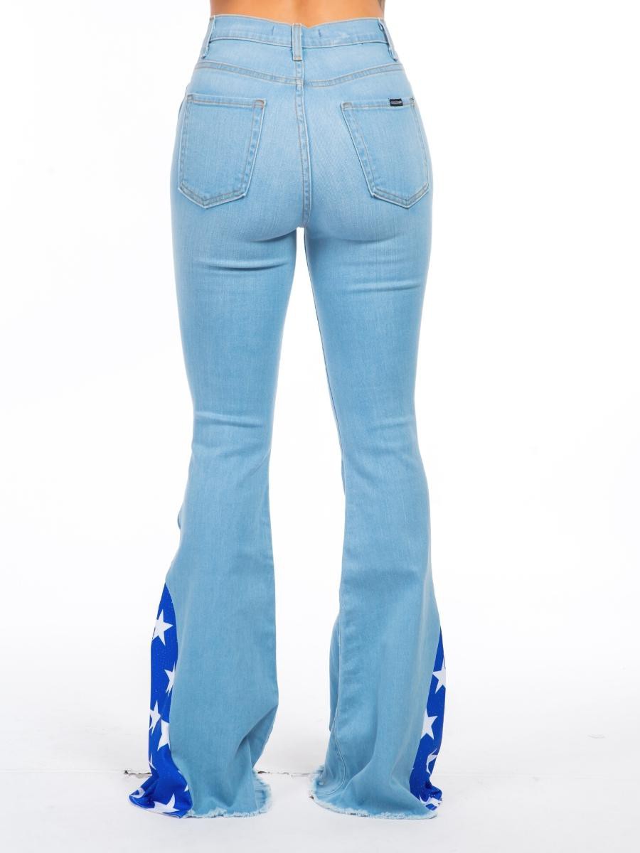 Star Bell Bottom Jean in Light Denim