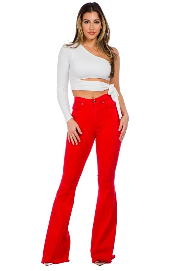 Bell Bottom Jean in Red