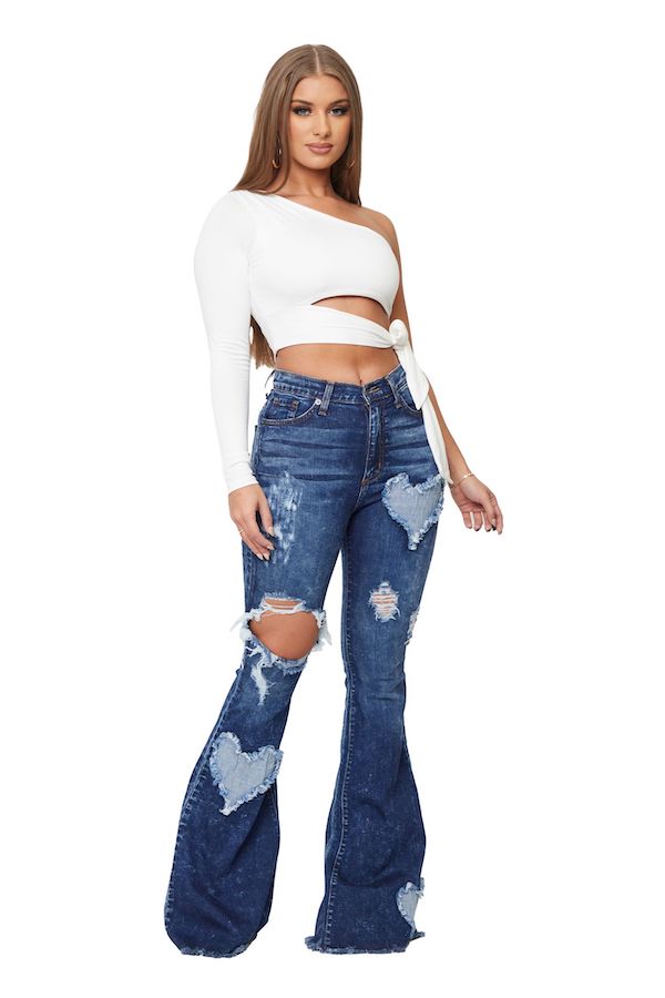 XOXO Flare Jean in Dark Denim