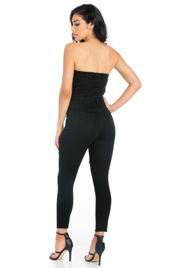 Rita Denim Jumpsuit in Black