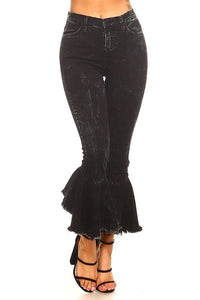 Ruffle Flare Jean in Mineral Black