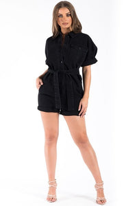 Vintage Denim Romper Black