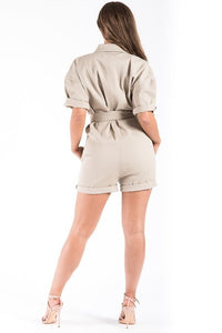 Vintage Denim Romper Khaki